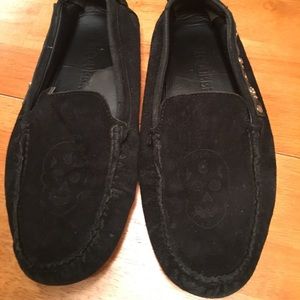 Alexander McQueen black suede driving moccasins